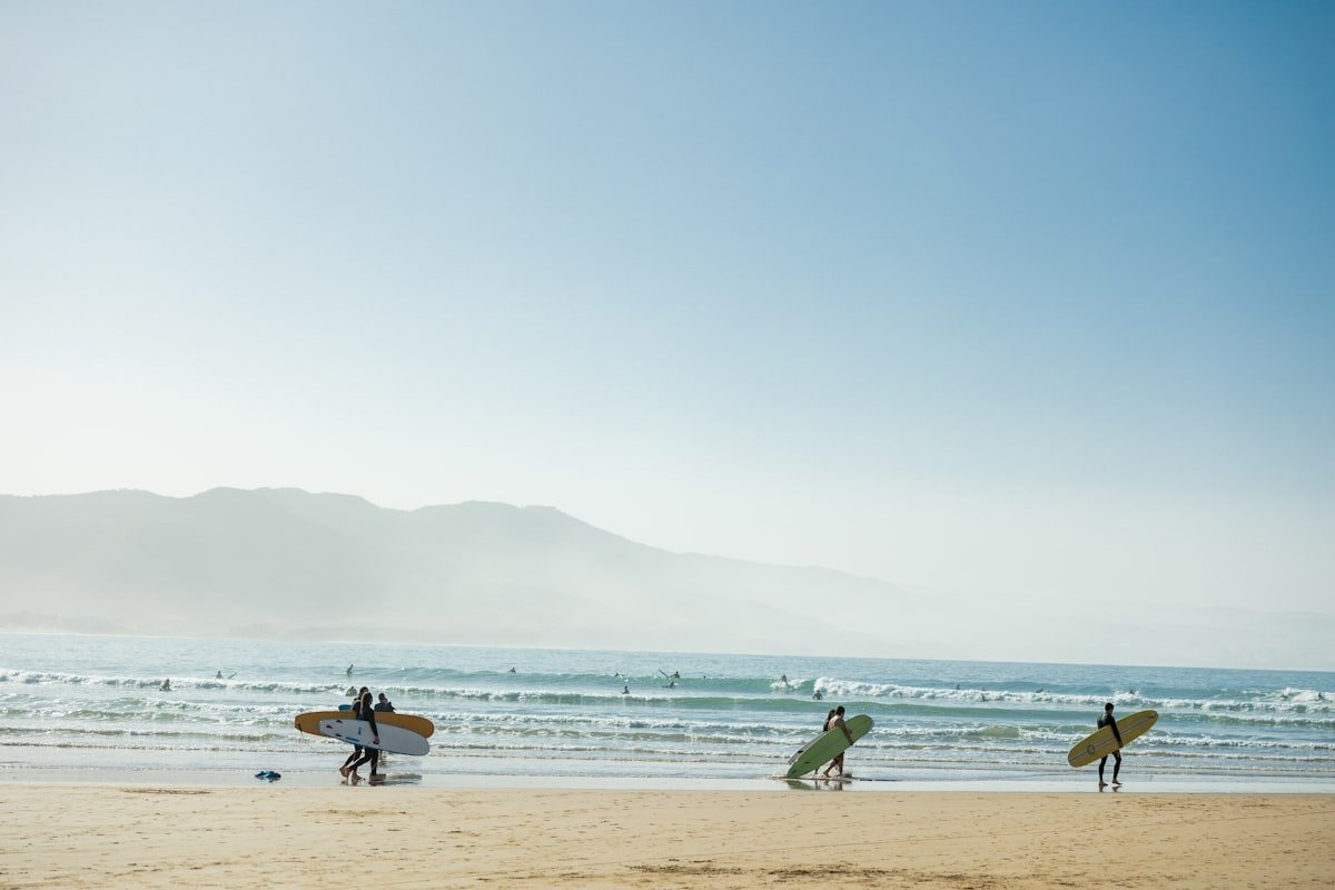 First surf lesson on the beach at Taghazout