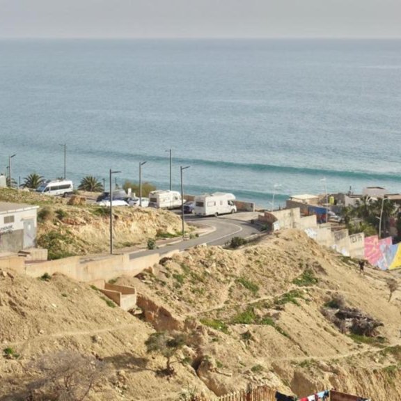 Ocean view from the surf house terrace in Taghazout